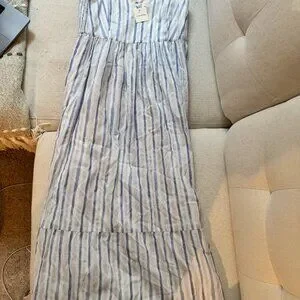 Club Monaco Striped Sleeveless Tiered Dress | Color: Blue Stripe | Size: 2